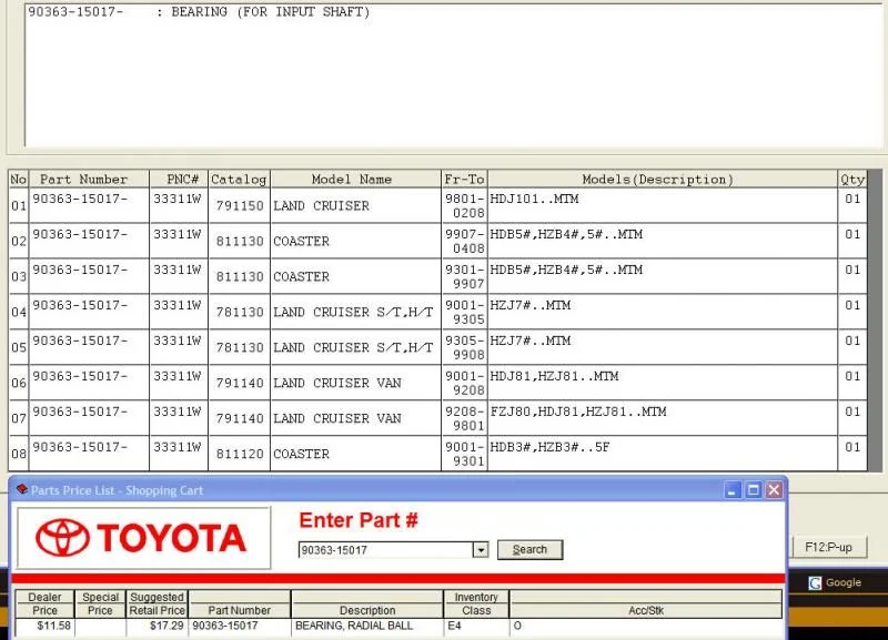 cross reference toyota parts #7