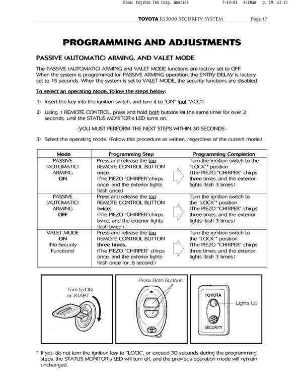 toyota rs3000 alarm manual #2