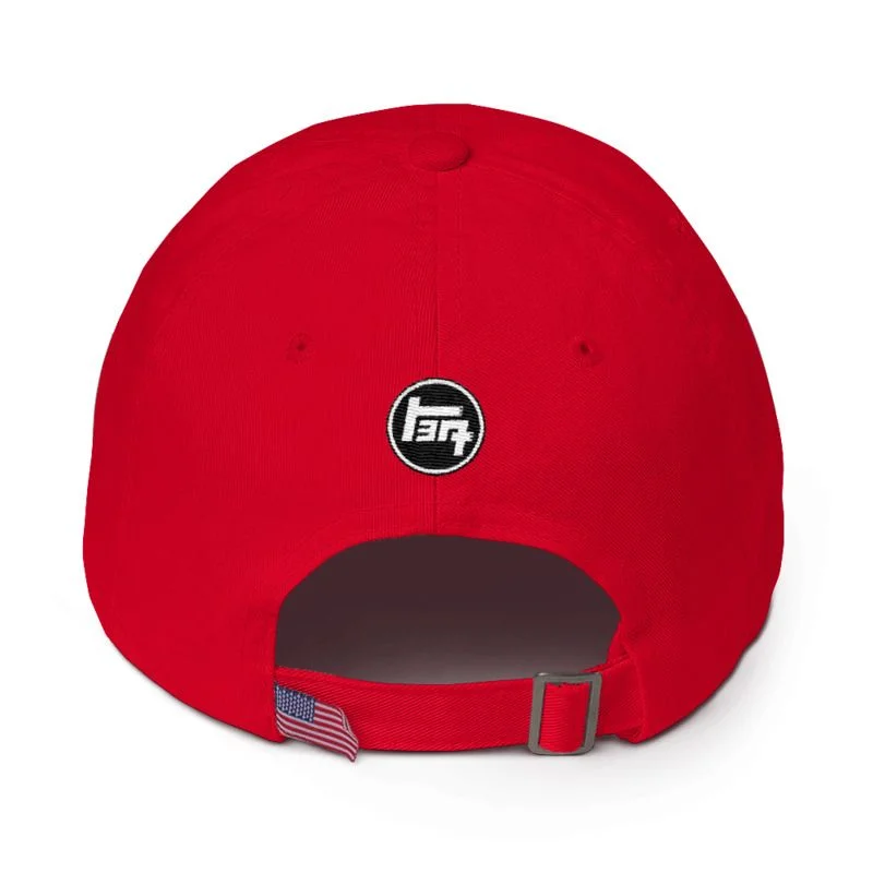 03_1b - made in USA dad hat mockup_back_red.webp