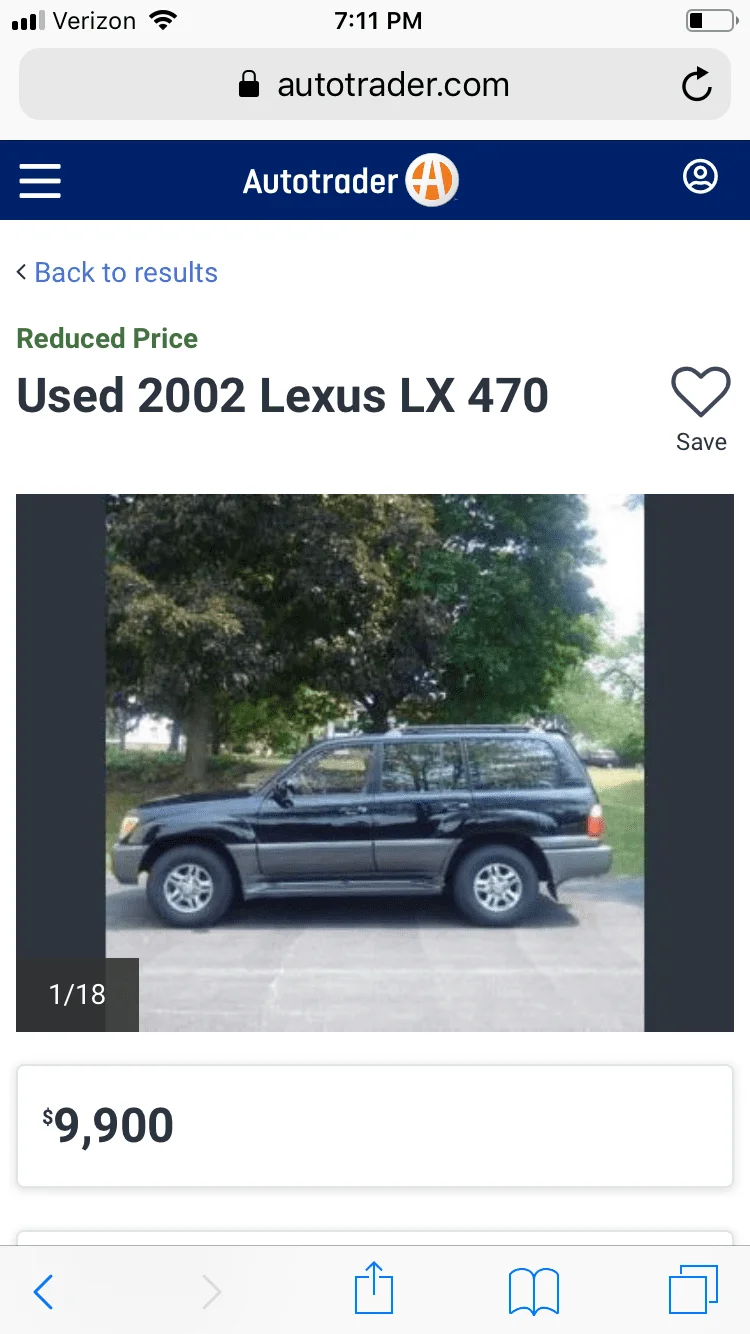 2002 LX470 140k miles $9000 Not Mine
