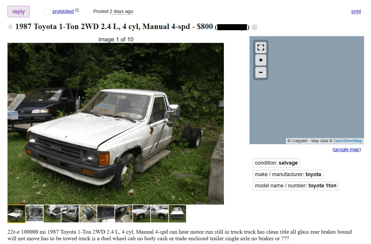 1987 Toyota 1-Ton 2WD 2 4 L, 4 cyl, Manual 4-spd.webp