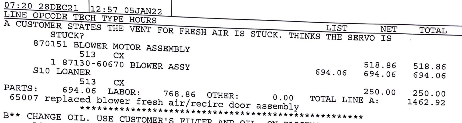 220105 Toyota of Watertown repair invoice - blower motor EXCERPT.webp