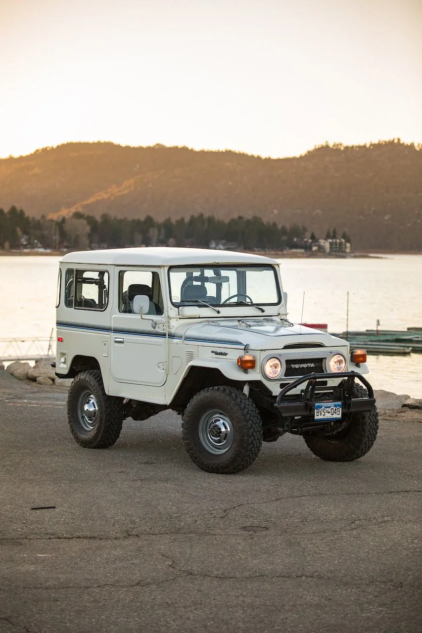 1978 Fj40 127k miles white with blue and black stripe. @colorado.cruiser Located in Big Bear Lake, CA/ SW Colorado