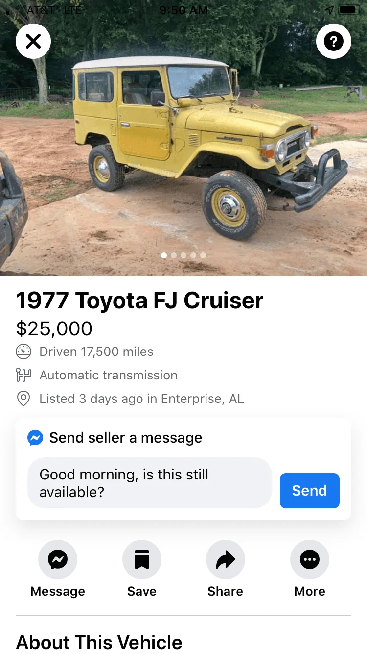 Enterprise AL: 1977 Mustard FJ40
