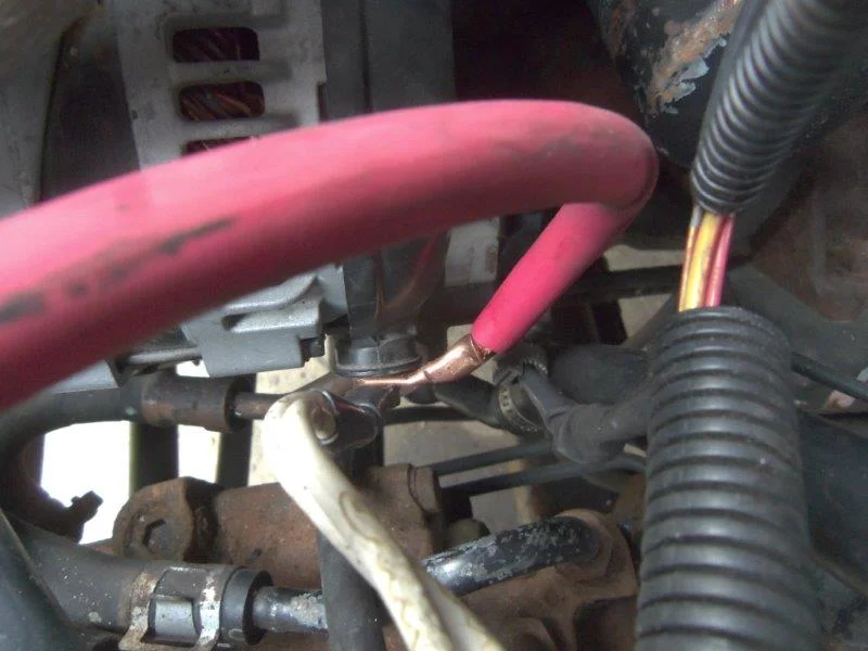 Alternator new charging wire view from top.webp