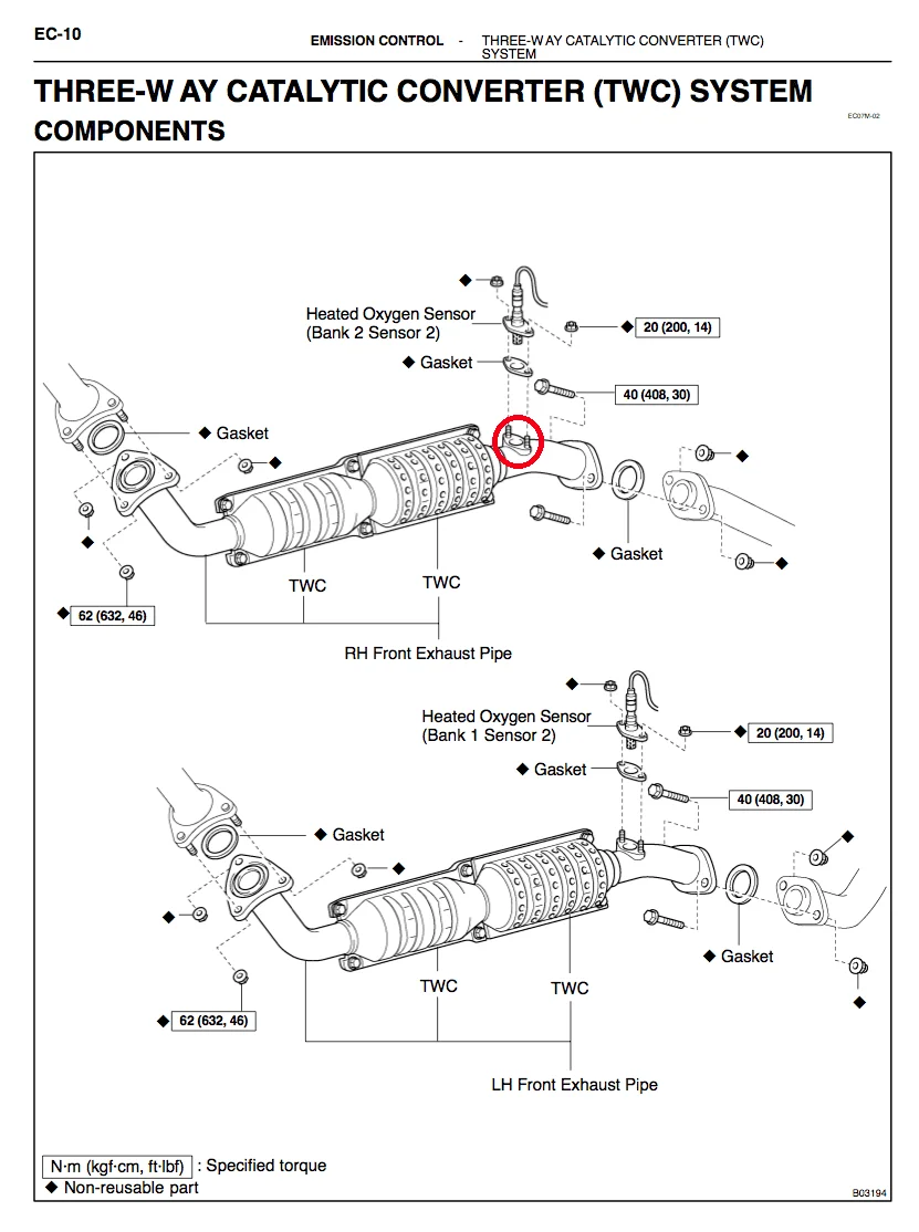 2006 LX470 - O2 Sensor, Bank 2, Sensor 2 (Downstream