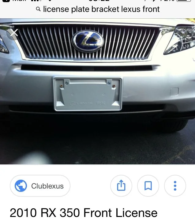 Lexus front license on sale plate bracket