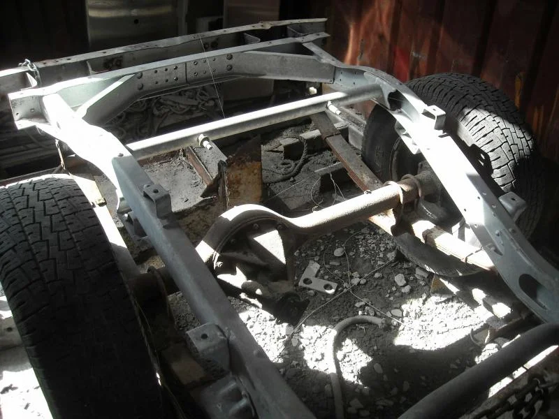 fj40 project galvanized frame and rear dif.webp