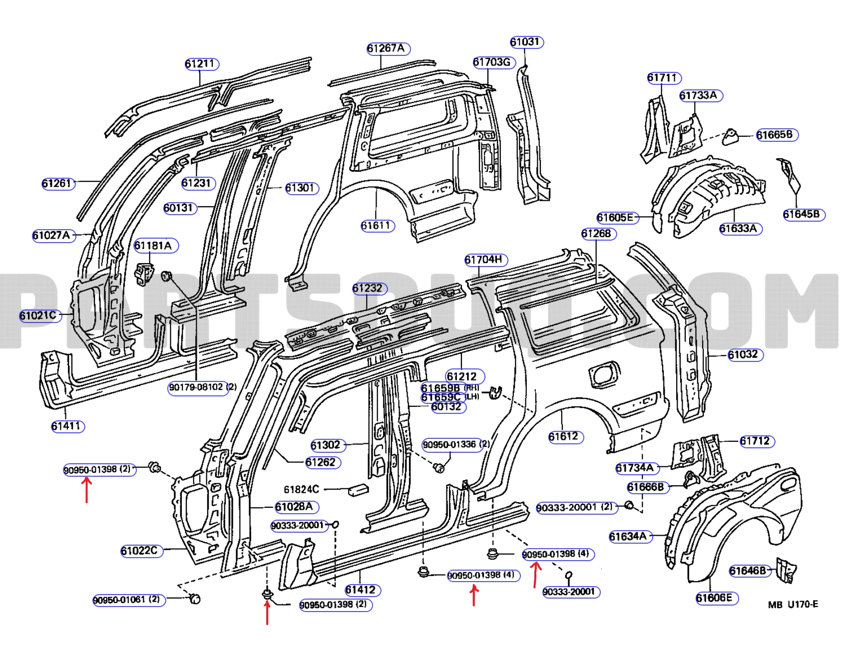 FZJ80 body part diagram side member 90950-01398.png
