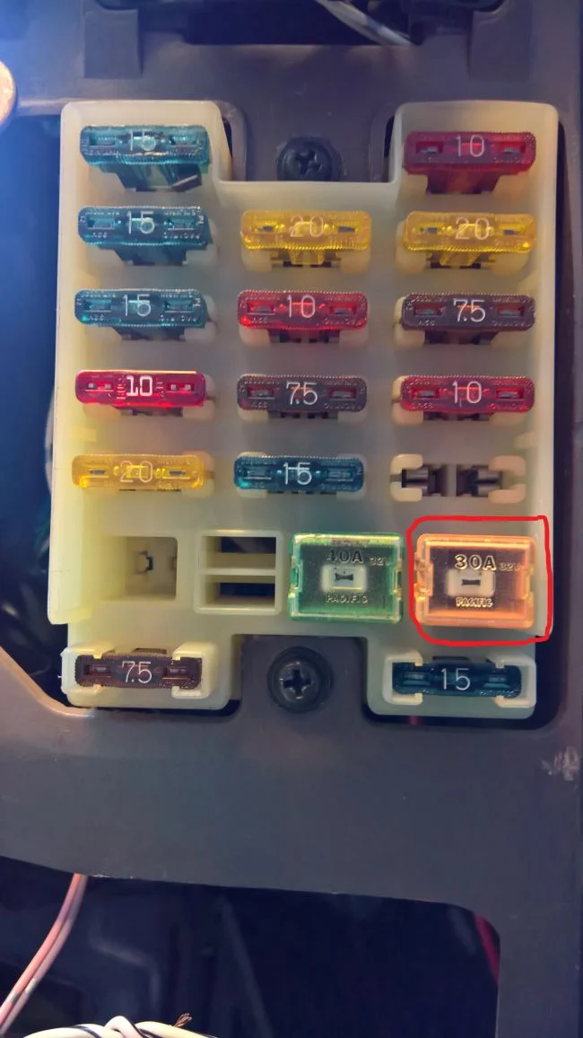 FZJ80 dash fuse box showing Diff Lock fuse.webp