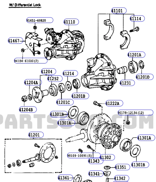 FZJ80 Rear Diff and Locker motor parts.PNG