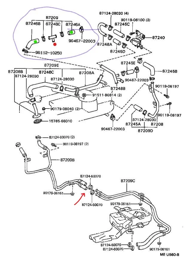 FZJ80 water heater hose pipe diagram leak between front and rear pipe sections.jpg