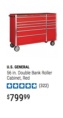 New Harbor Freight US General Full Bank Service Cart