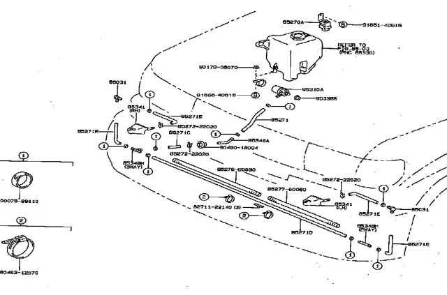 JDM Headlight Washer parts schematic FZJ80 '94-'97.webp