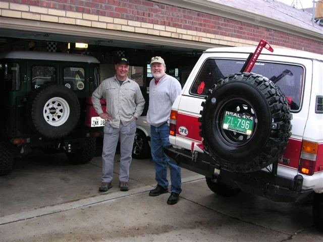 Lee,  Steve,  Bart,  and Kevin's FJ40 in Denver.webp