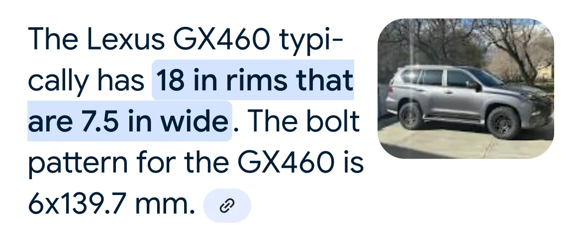 lexus gx460 rim size - Google Search.webp
