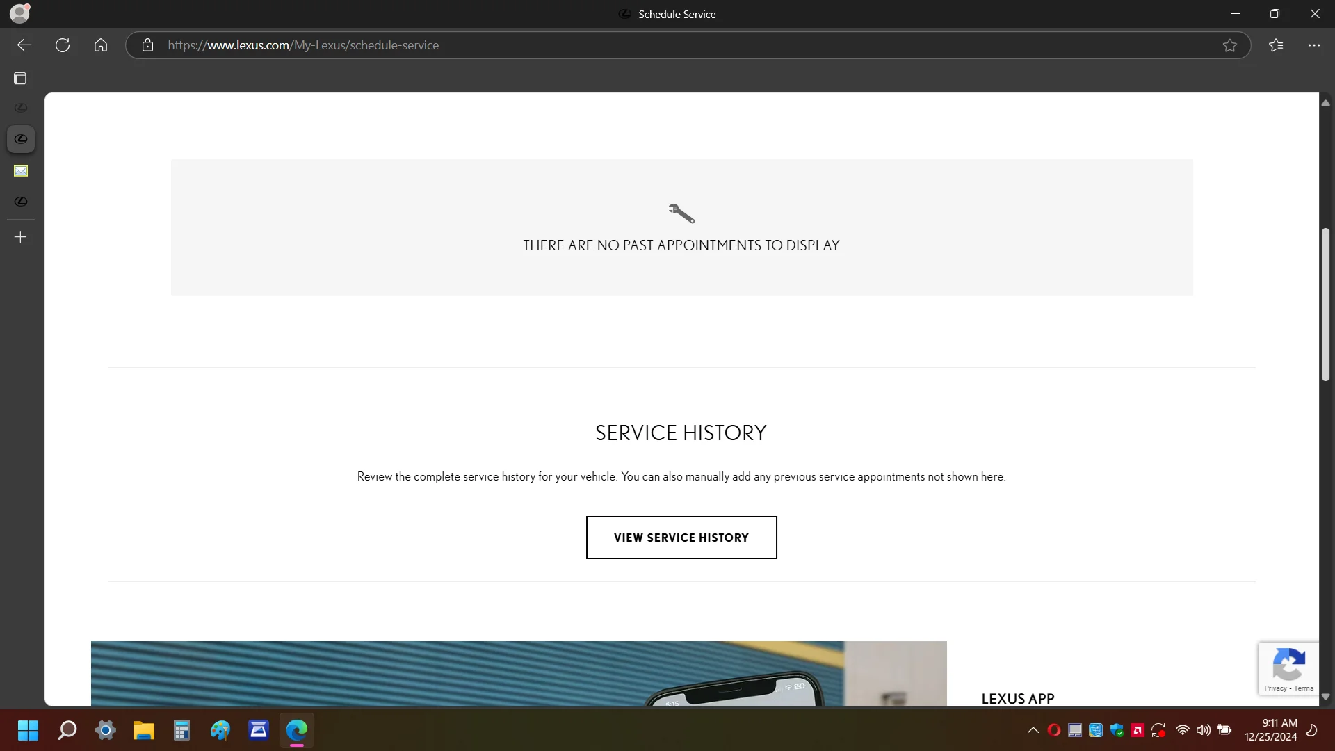 My Lexus link to VIEW SERVICE HISTORY.webp