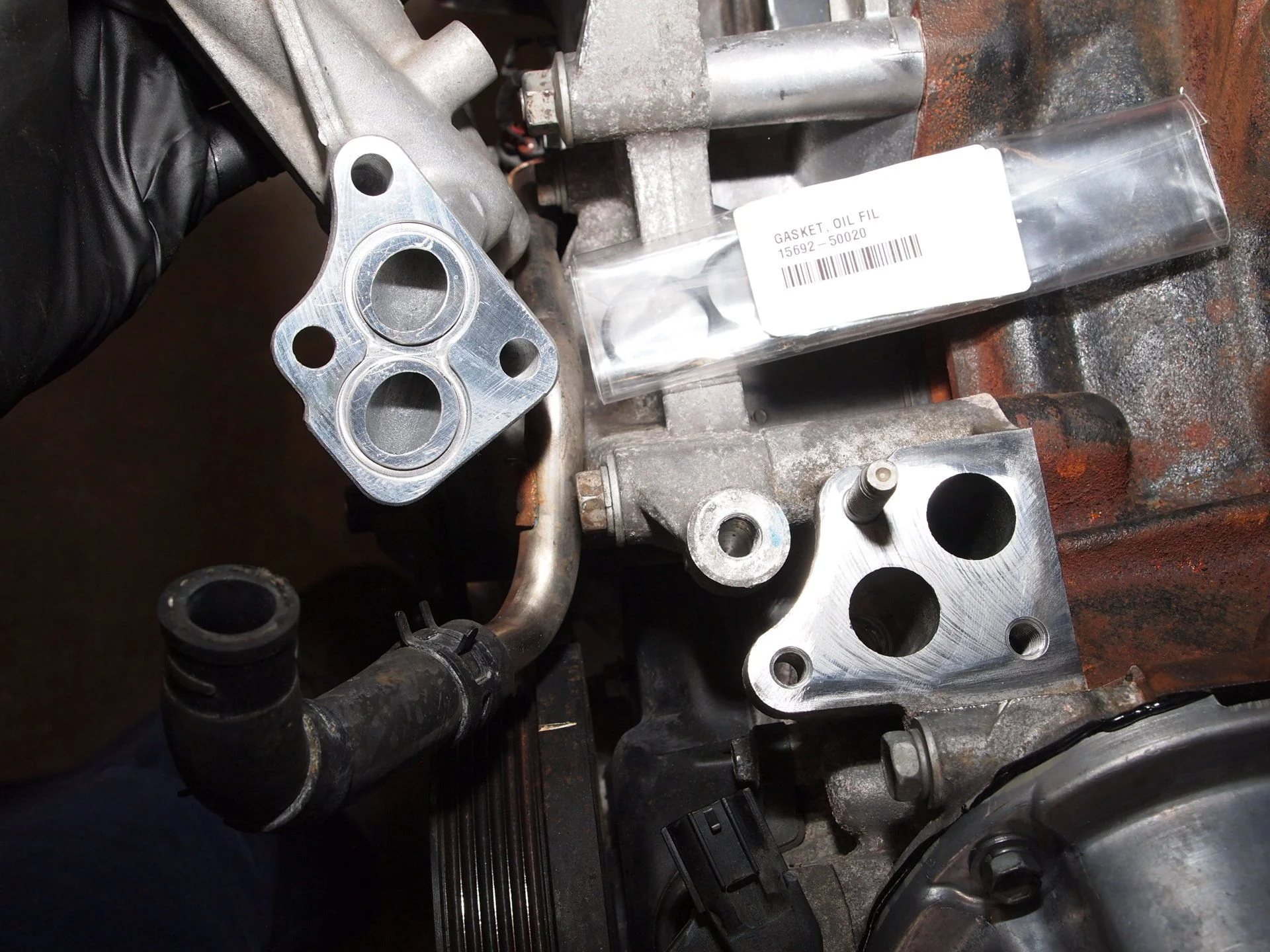 Oil cooler, filter bracket & hose (2).webp