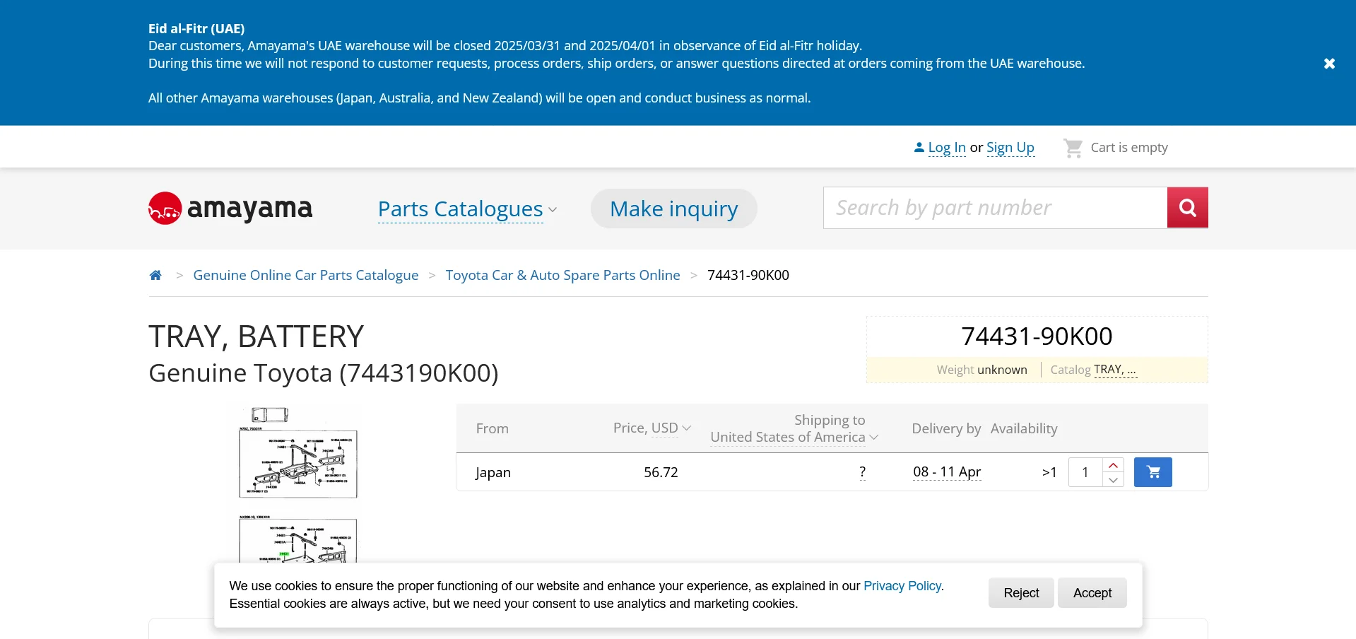 Screenshot 2025-03-27 at 09-40-13 Buy Genuine Toyota 7443190K00 (74431-90K00) Tray Battery. P...webp