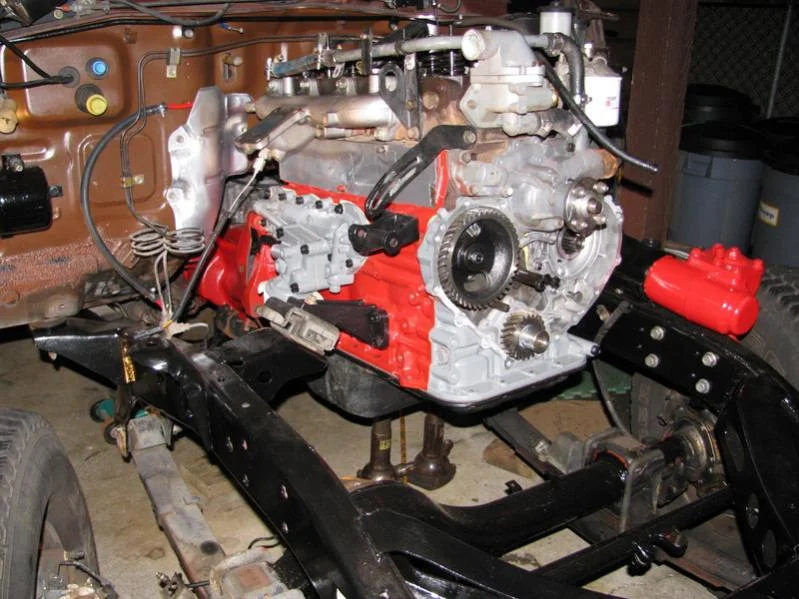 Tranny and engine installed in truck!.webp