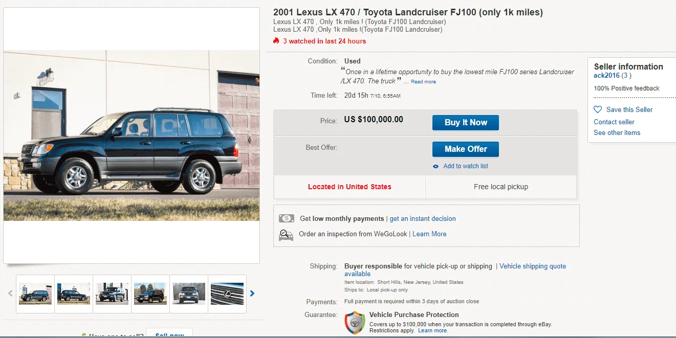 2001 LX470 1k miles!
