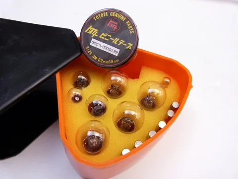 Toyota Driver Kit - Stanley bulbs, Pacific color fuses, repro Toyota tape