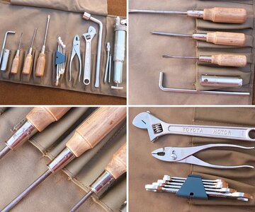 1972-early 74 Toyota Medium Vinyl Tool Roll with Toyota vintage tools