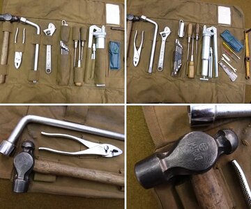 Large Canvas Tool Roll with early Toyota vintage tools