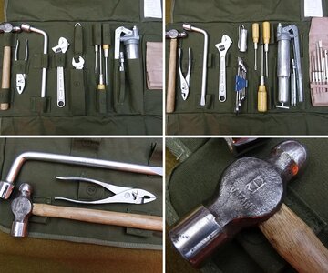 Green Canvas Repro Tool Roll with Toyota Vintage Tools