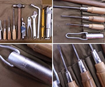 1970-early 72 Toyota Medium Canvas Tool Roll with Toyota vintage tools
