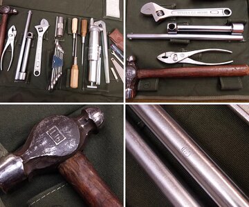 Large Canvas Repro Tool Roll with FJ25-era Toyota Tools