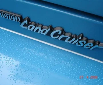 touched up original badge and reattached it with glue. (Most of the tiny plastic attachment-pins broke during removal.)