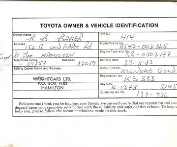 BJ42002825 Original Warranty book Intact