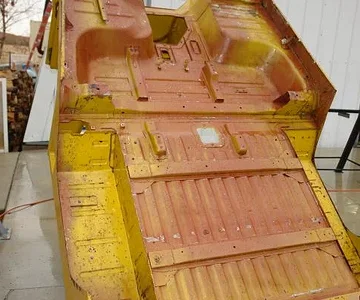 The saving grace of this LC was that the original owner had it undercoated 10 KM after he bought it new. I have the undercoating receipt with the mileage on it.

This is the tub after the undercoating was removed by heated pressure washer to insure ther