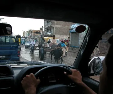 From the inside of the Prado Gun Trucks following the lead gun truck