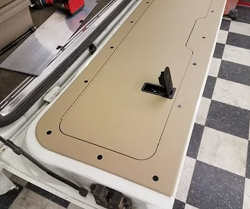 FJ80 tan tailgate storage panel
