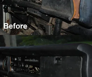 I recently fixed the sections on the front dash area that were peeling off with gorilla glue and C-clamps.  It is my understanding that this technique was posted on I Hate Mud by Trollhole ("Marshall").  
Thank you Trollhole!