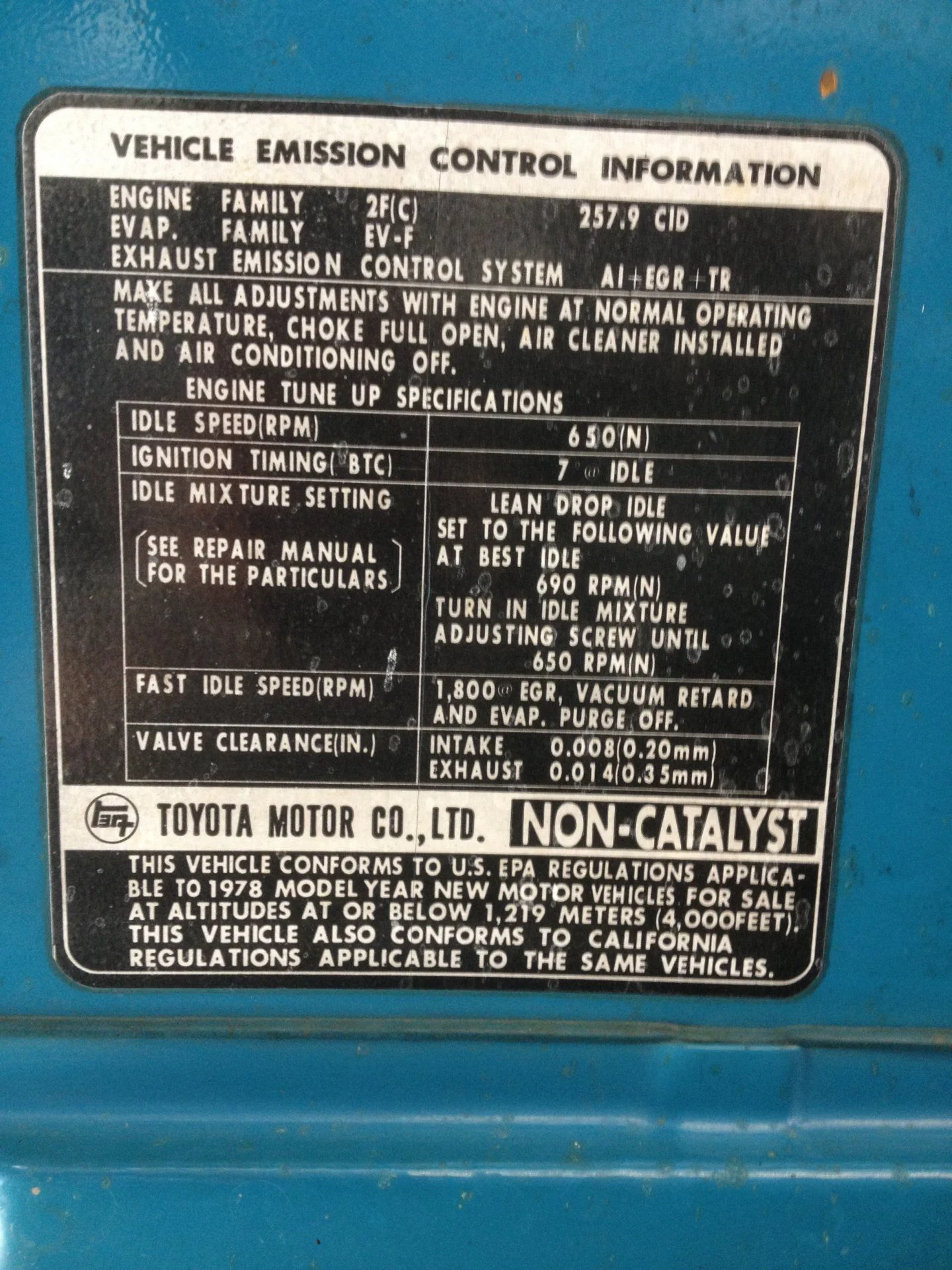 A. Emissions Data Detail - 1978 CAL