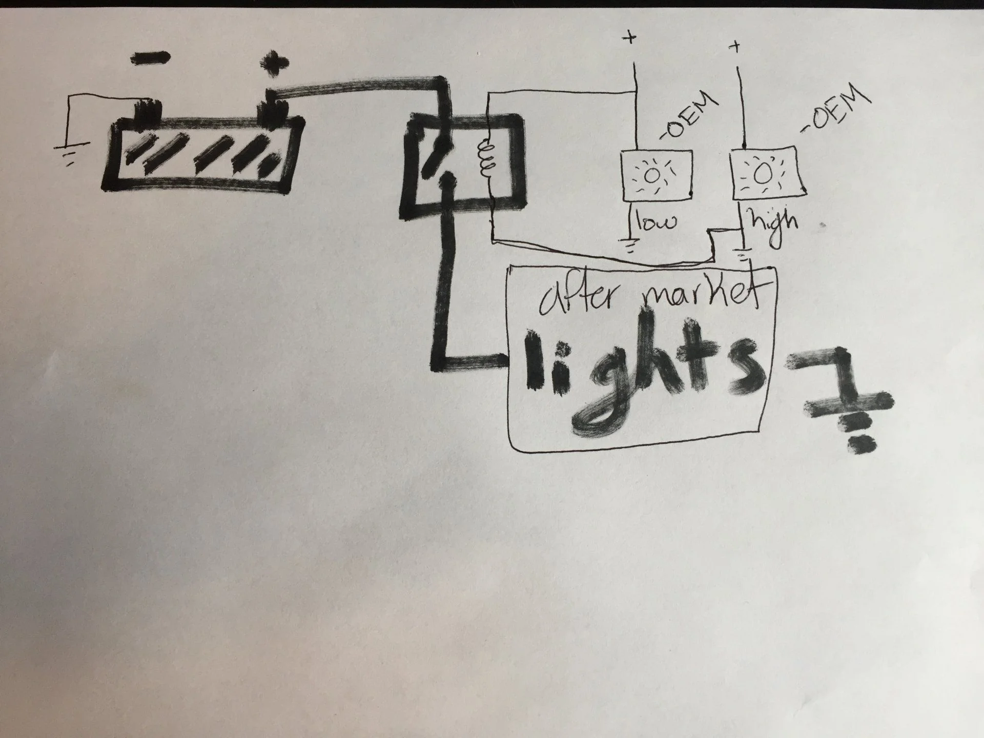 Aftermarket lights triggered by high beam