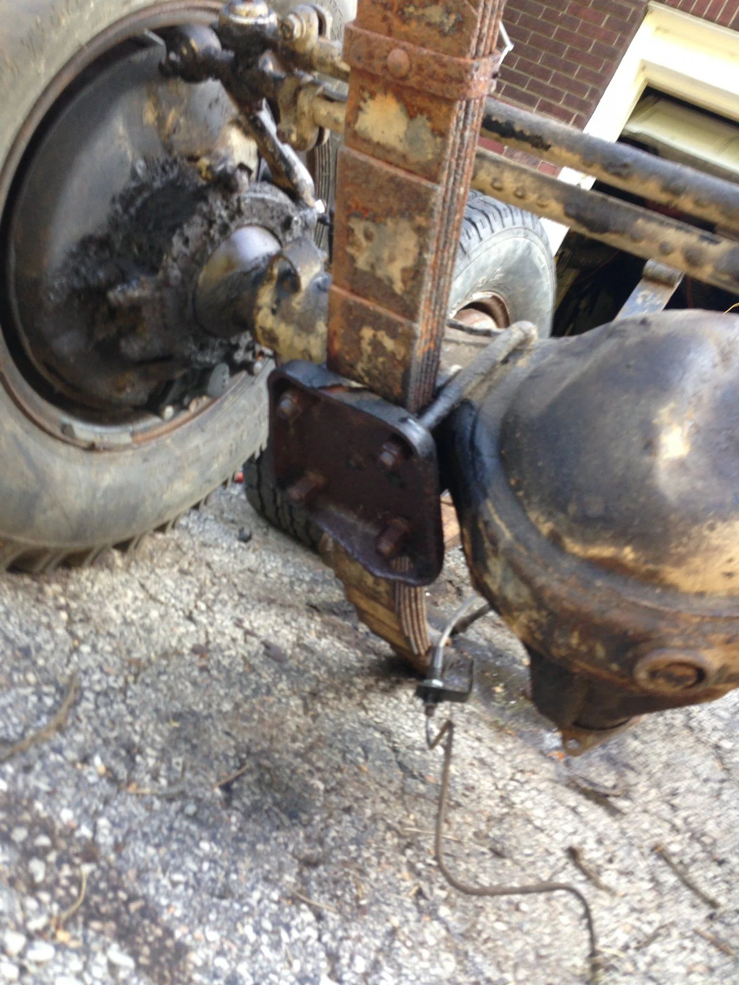 Axle and suspension removal front pass side leaf spring view 1