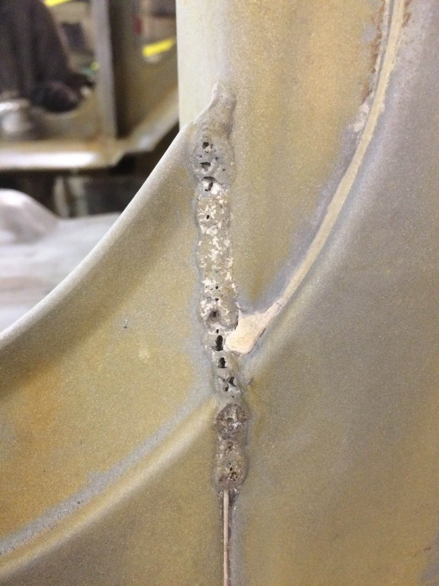 Bad weld where the cowl is joined to the tub.
