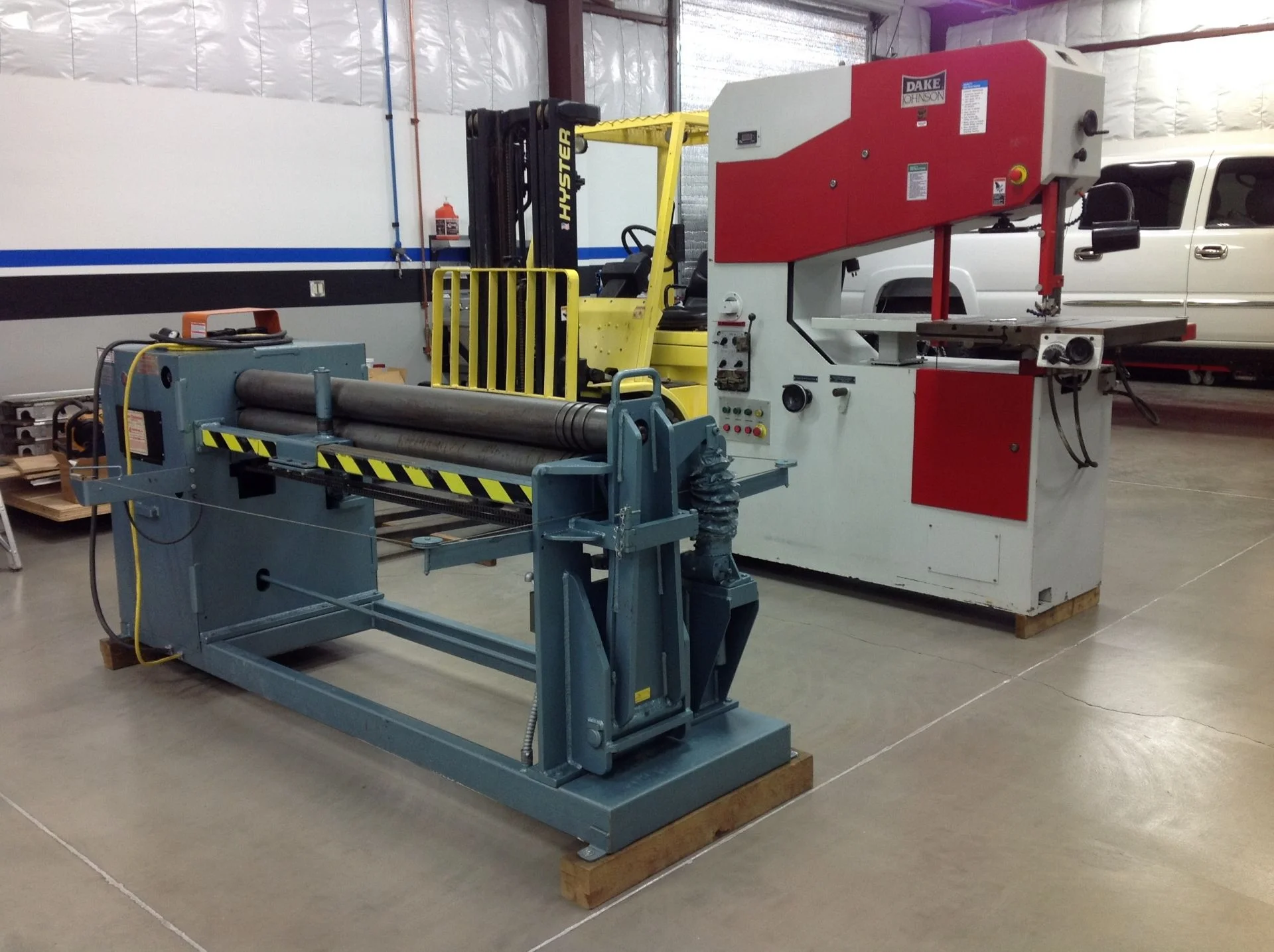 Band saw and plate roller
