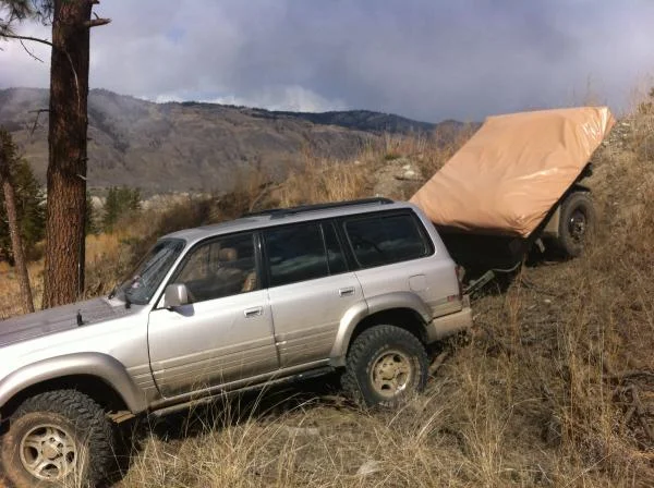 Checking the clearance between trailer and vehicle, using stock M101 pintle eye and pintle hitch bolted to back bumper
