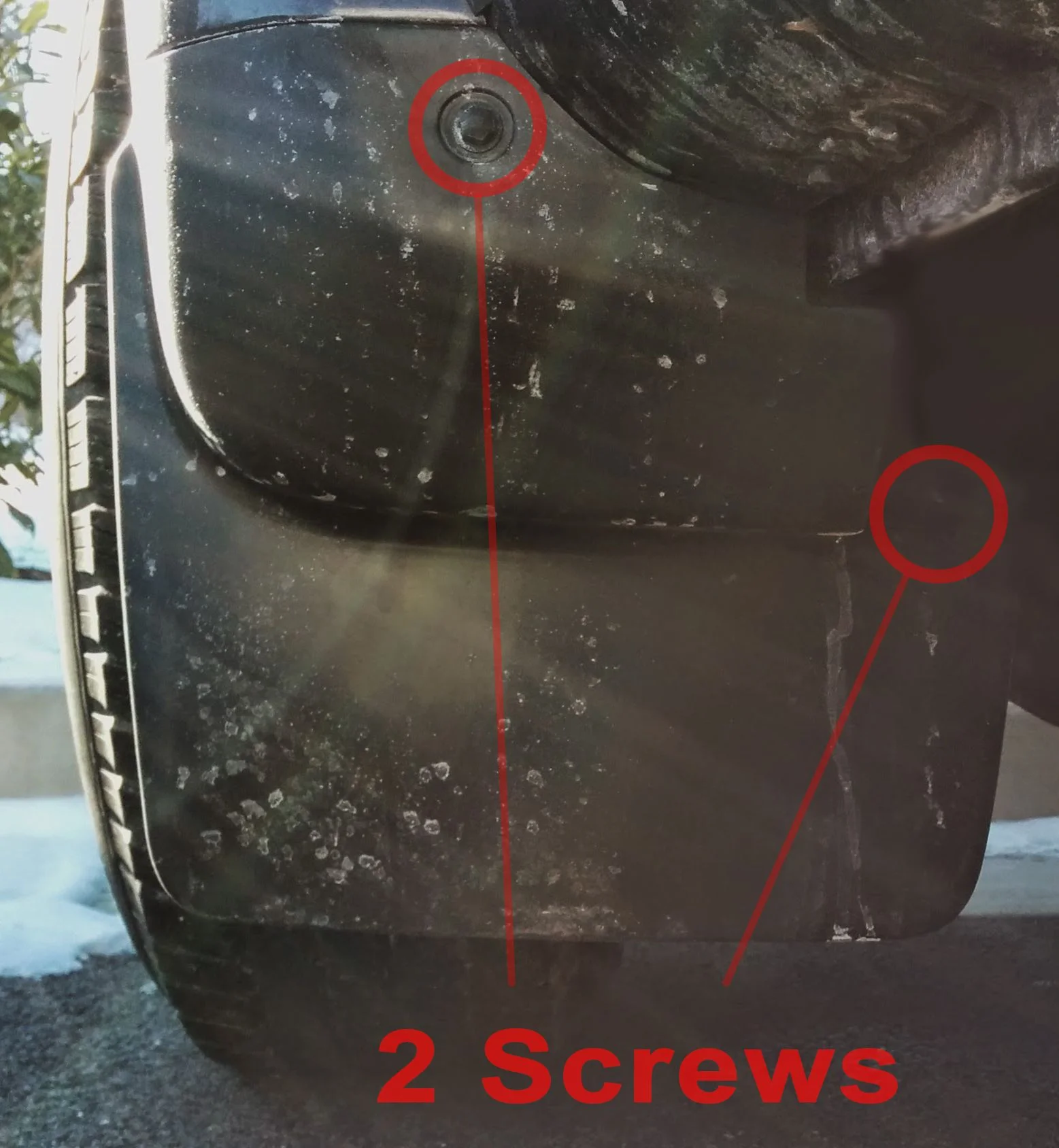 Detail of front mud flaps screws