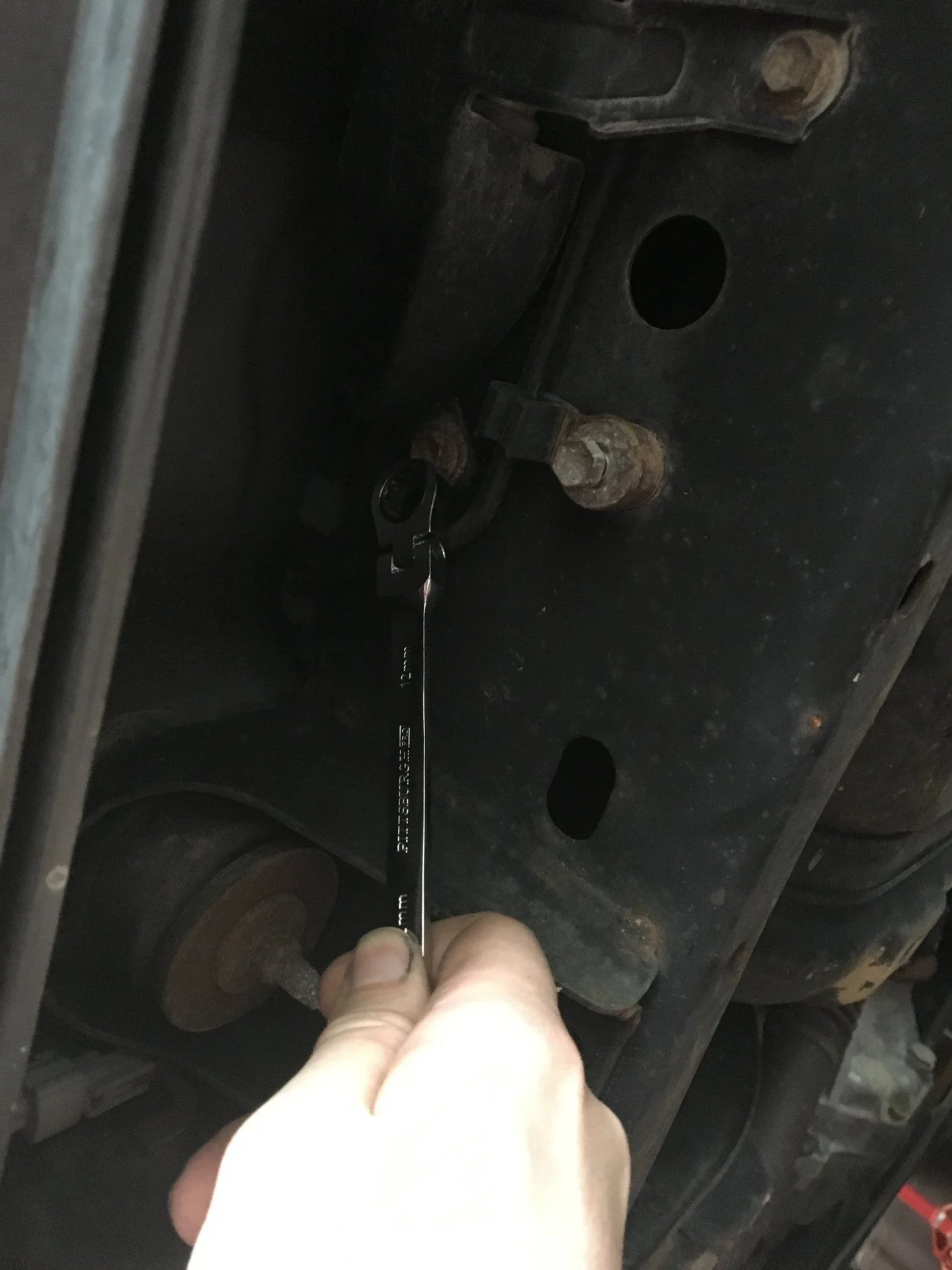 Driver side shield bolt