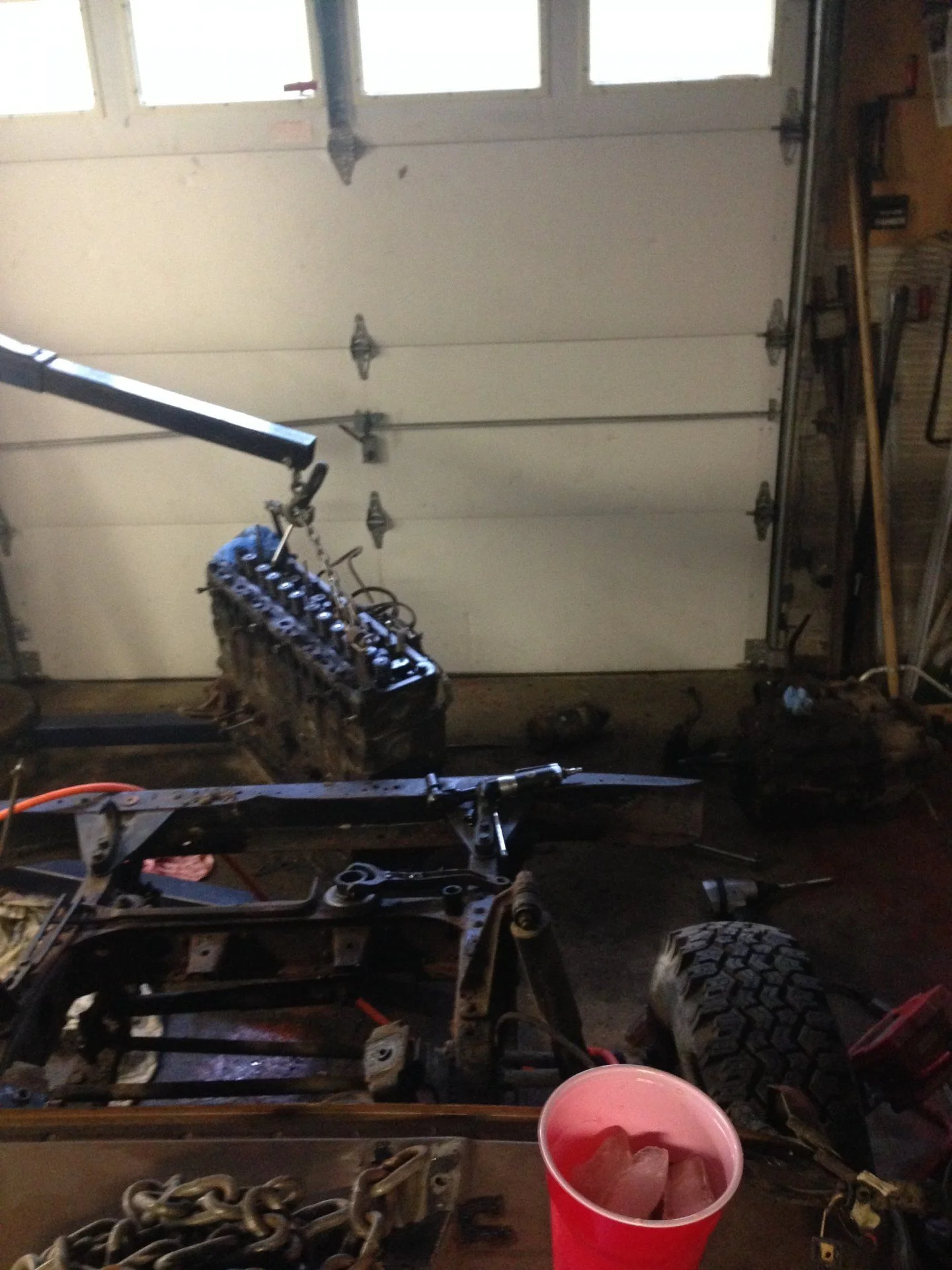 Engine on hoist top view 5