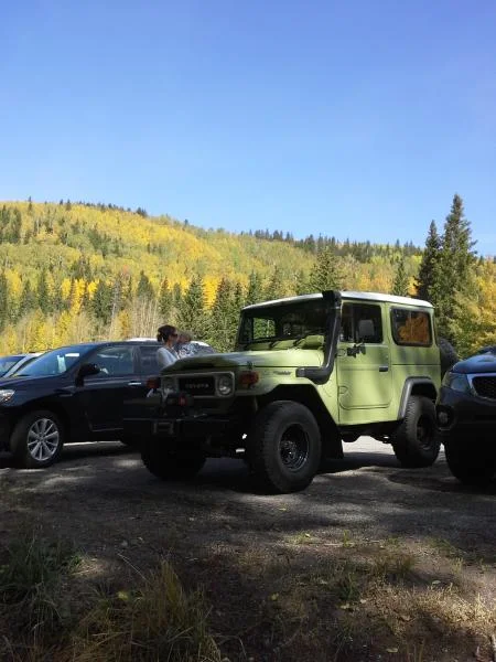 Fall Colours - Lexie in the United States.  Here she is at the Santa Fe Ski Area at 10,000' - by far the highest she has been, given the highest point in Australia is Mount Kosciuszco at 7,310' (which is almost exactly the elevation of the garage in which