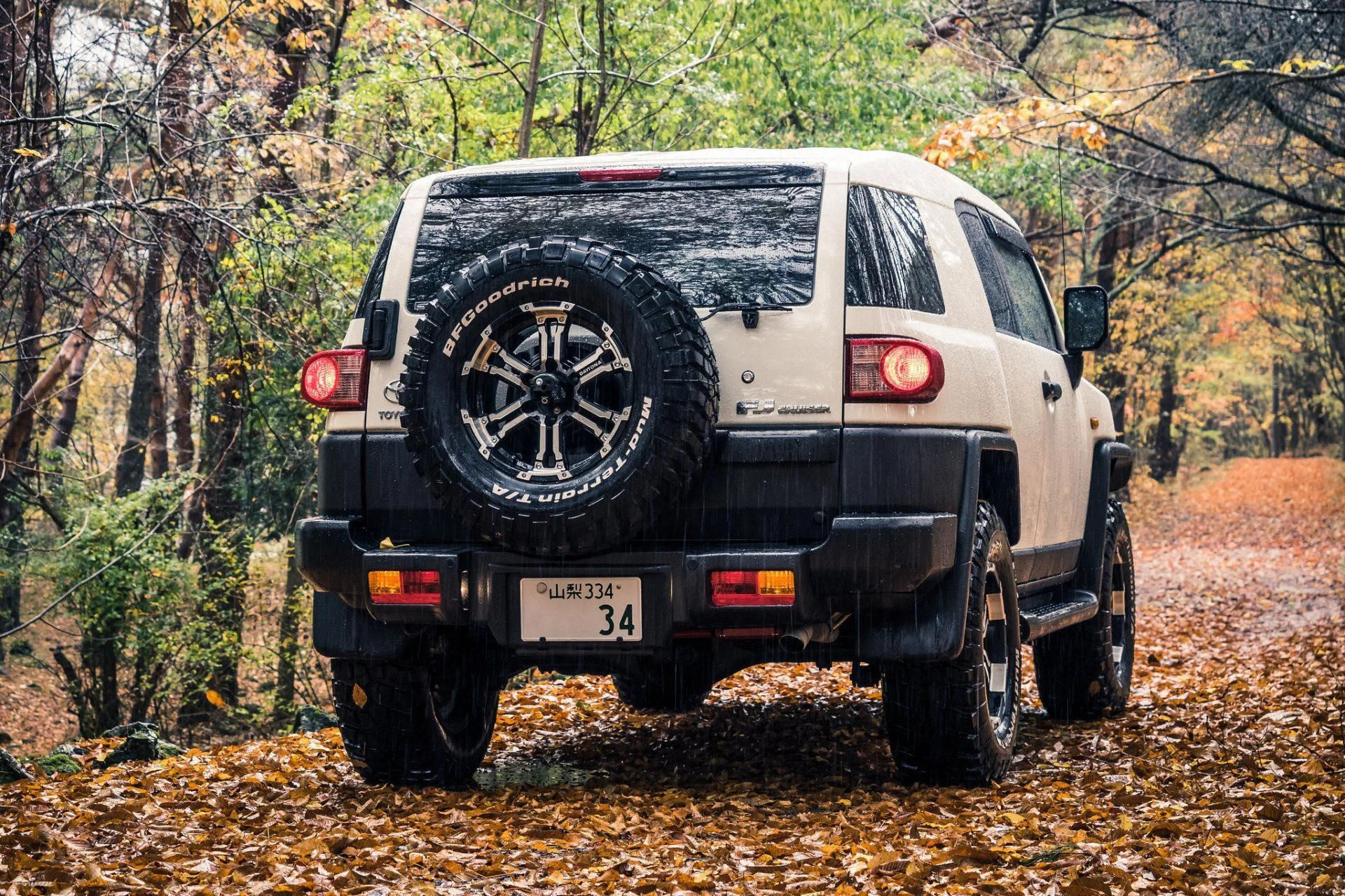 FJ in a rain storm.