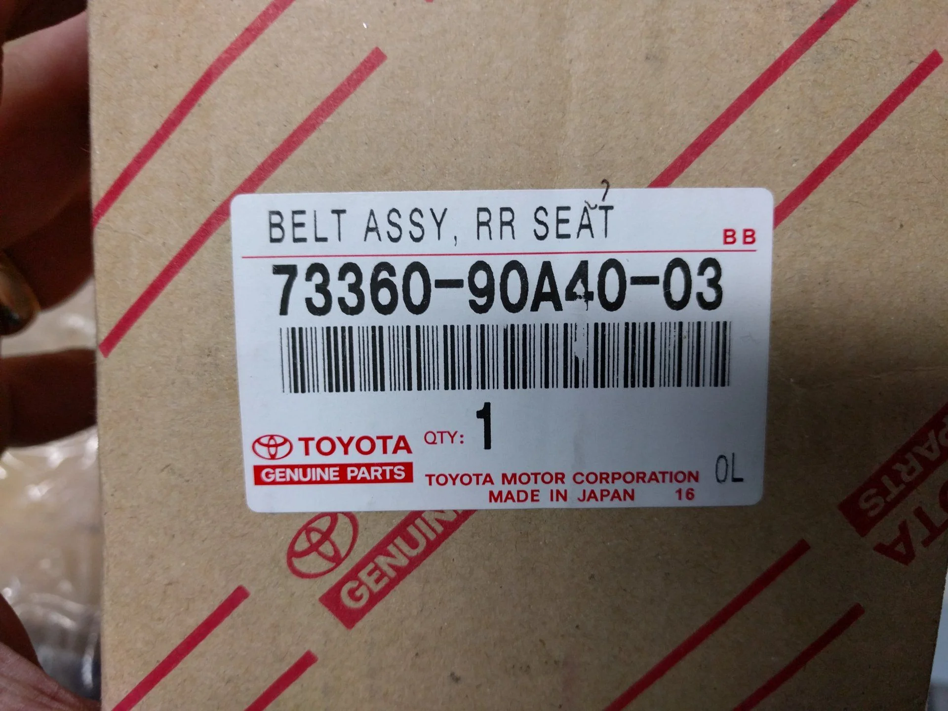 FJ62 Grey rear seat belt