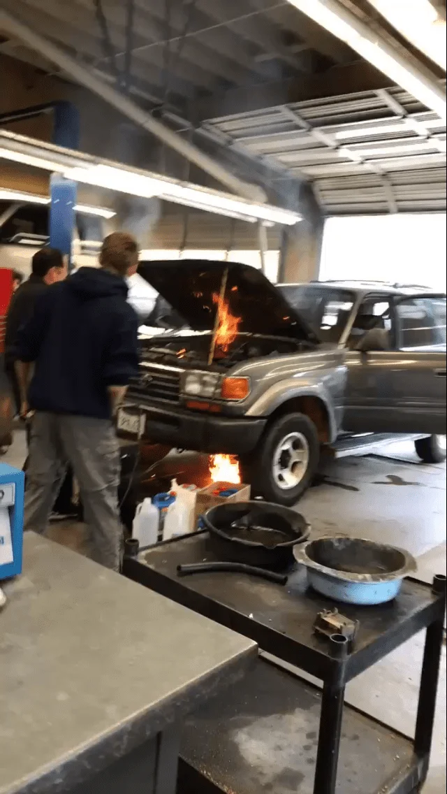 fzj80 engine bay fire